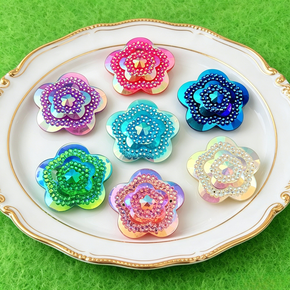 12pcs Glitter Crystal AB Flowe - Guipure Lace Panel avaliação e preço
