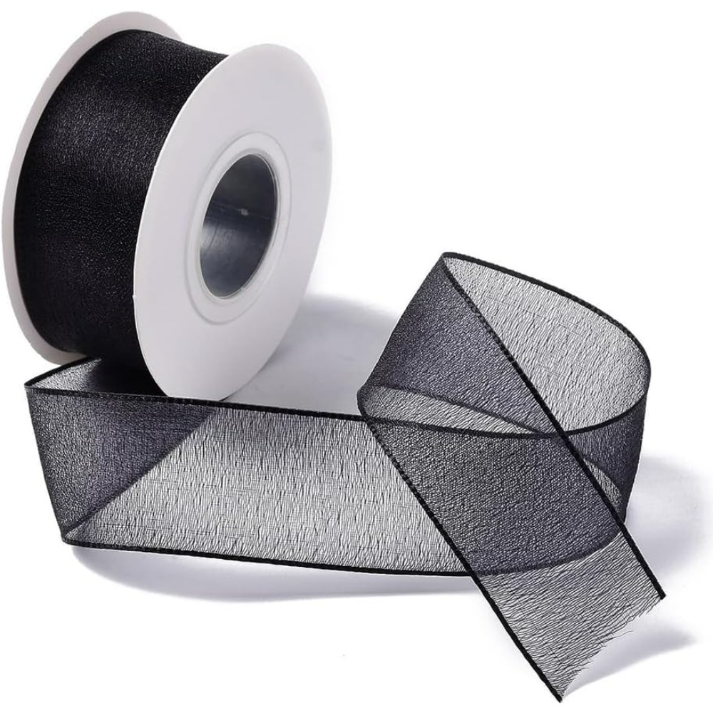 1Inch Black Organza Ribbon Wir - Pearl Trim Chain avaliação e preço
