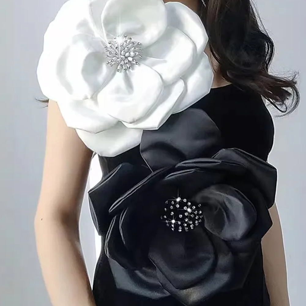 NEW 29cm 3D Big Flower Lace Pa - Crystal Mesh Fabric avaliação e preço