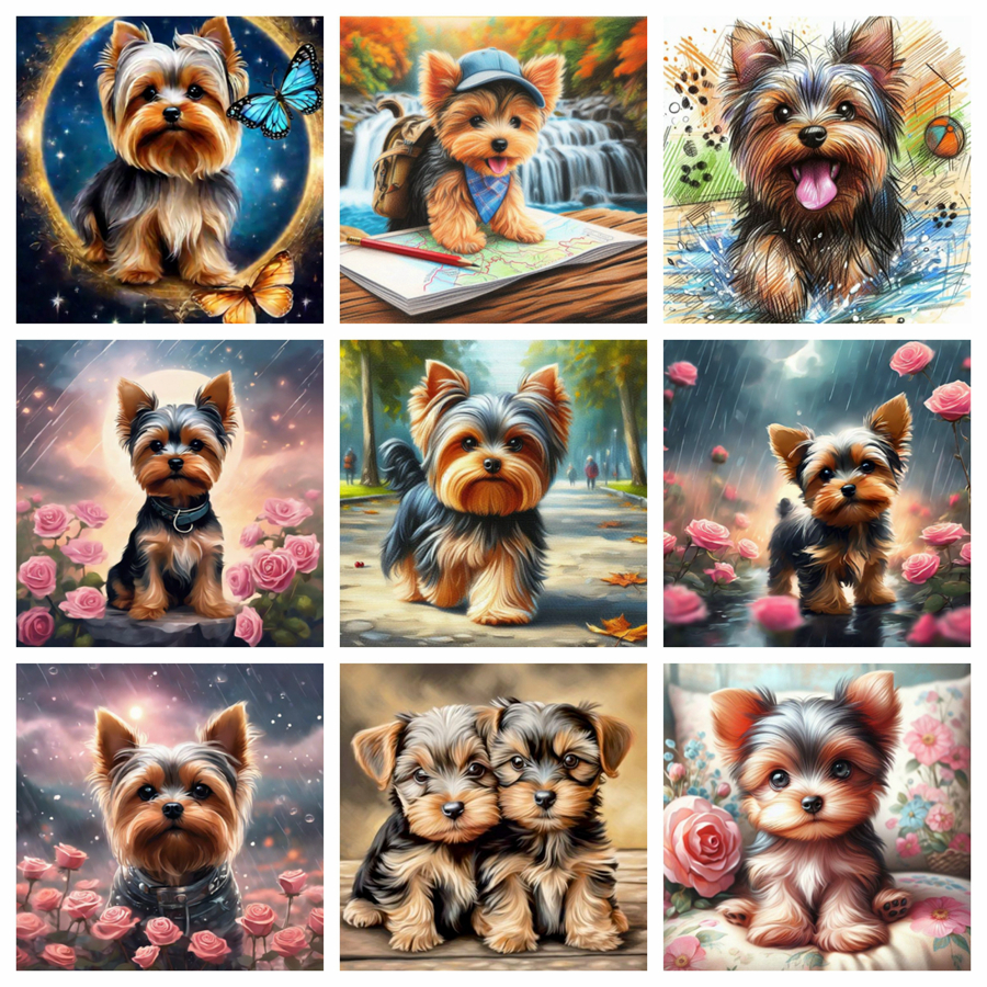 Yorkshire Terrier Dog 5D DIY D - Embroidery Embellishments avaliação e preço