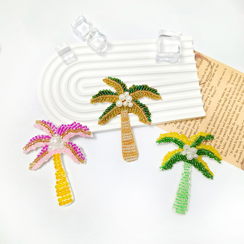 1Pc 3D Coconut Tree Beaded Pat - Craft Embellishments avaliação e preço