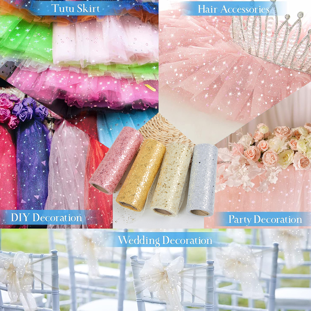 Glitter Tulle Rolls Birthday P - Hotfix Rhinestone Sheet avaliação e preço