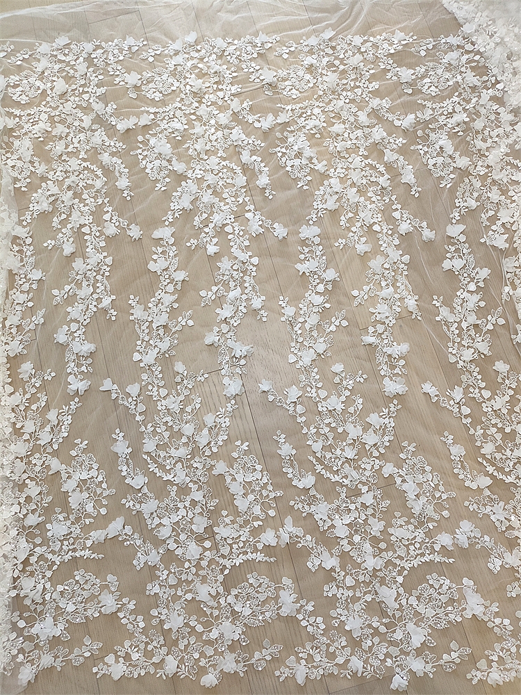 Craft Embellishments - Ivory 3D Floral Hand Beaded Lace