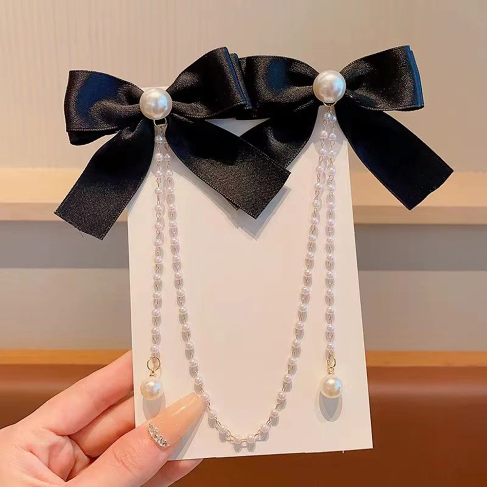 Children's Bow Hair Clip Baby  - Pearl Trim Chain avaliação e preço
