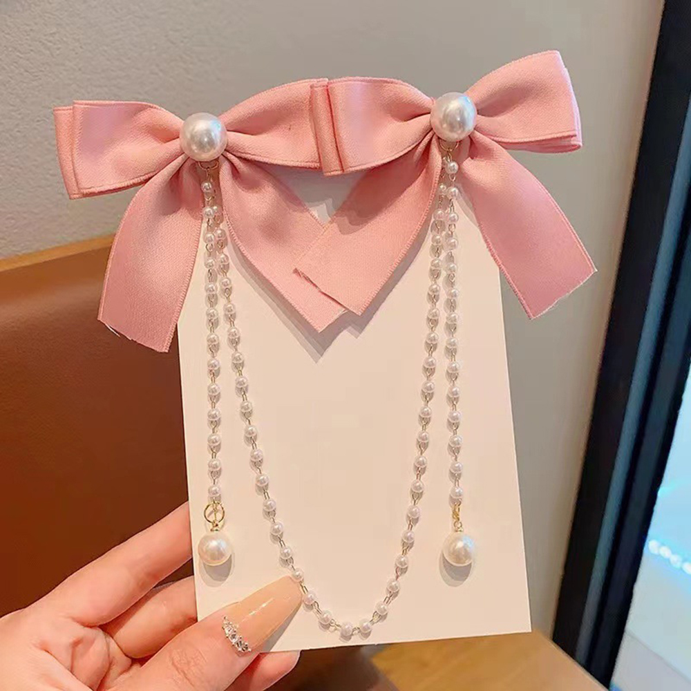 Children's Bow Hair Clip Baby  - Pearl Trim Chain avaliação e preço