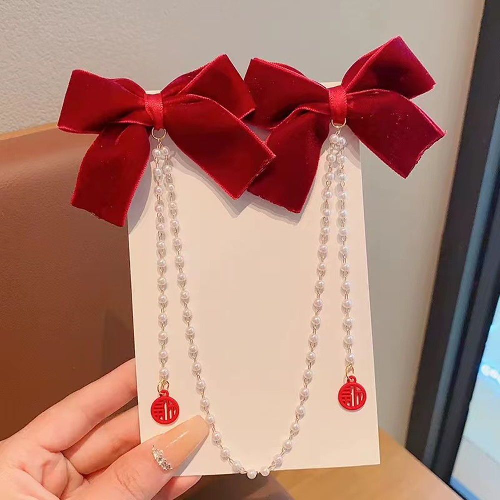 Children's Bow Hair Clip Baby  - Pearl Trim Chain avaliação e preço