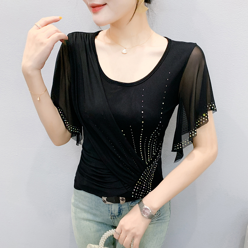 2025 Summer Women's Mesh Top:  - Beaded Trim Fringe avaliação e preço
