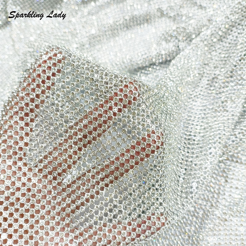 3MM Fashion Metal Rhinestone F - Crystal Mesh Fabric avaliação e preço