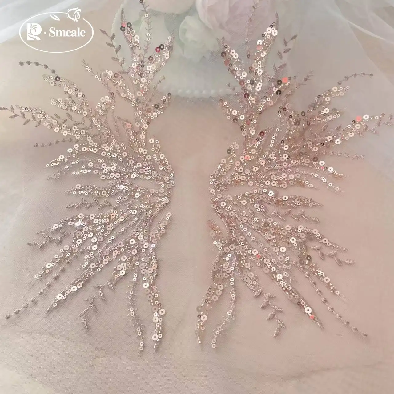 5Pair-2Pair.Rose Gold Sequin T - Applique Patch Flower avaliação e preço