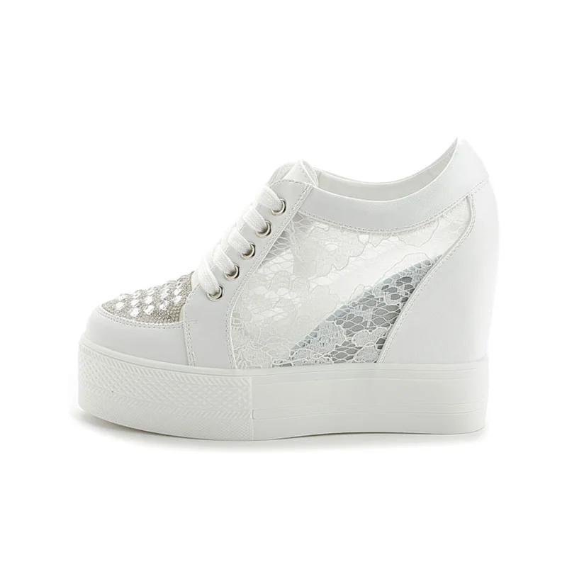 Fashion Sneakers Women Platfor - Crystal Mesh Fabric avaliação e preço
