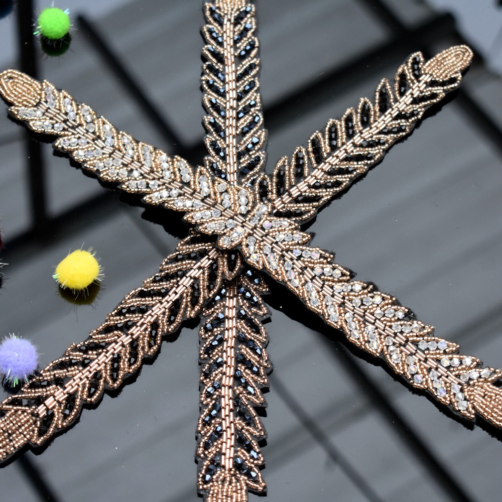 Long leaves leaf handmade appl - Beaded Trim Fringe avaliação e preço