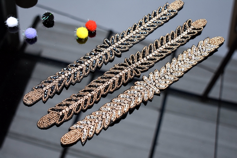 Long leaves leaf handmade appl - Beaded Trim Fringe avaliação e preço