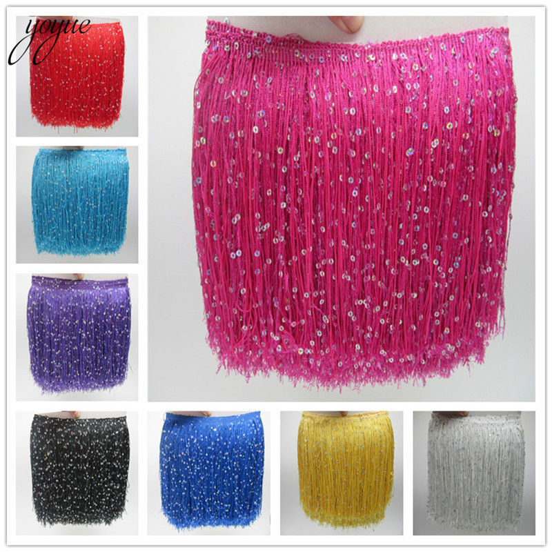 YOYUE 1Yard 20CM Long Polyeste - Beaded Trim Fringe avaliação e preço