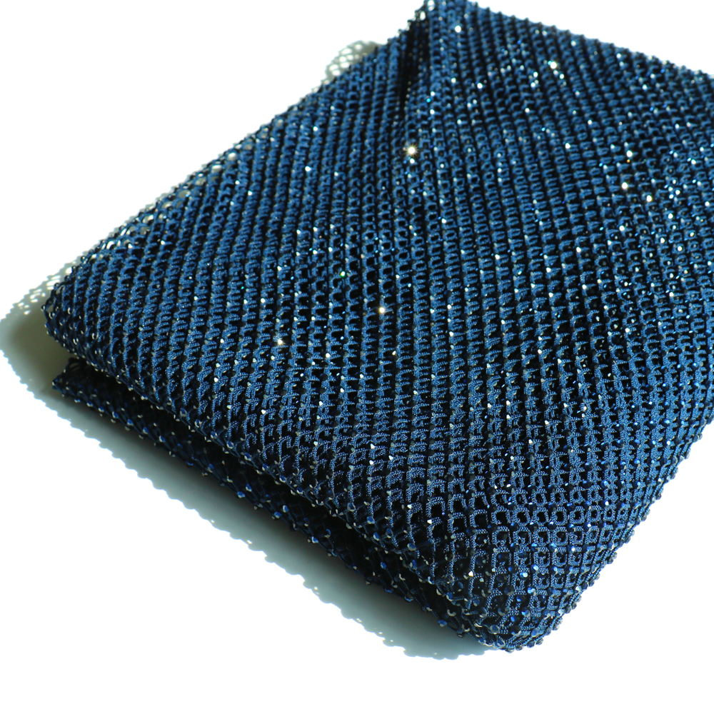 SS10 Rhinestones Mesh Navy Col - Crystal Mesh Fabric avaliação e preço