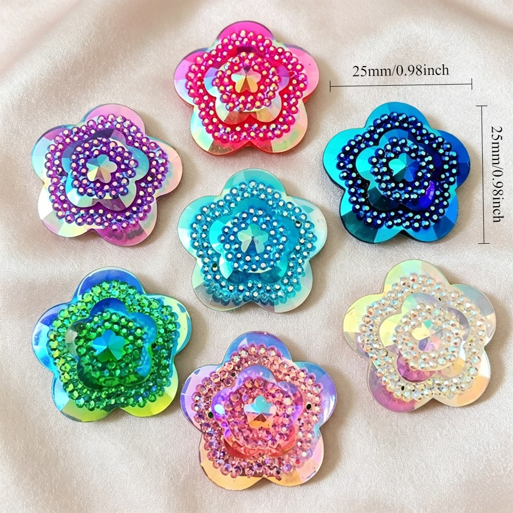 12pcs Glitter Crystal AB Flowe - Sew On Rhinestone avaliação e preço