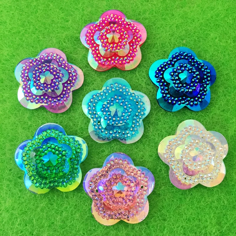 12pcs Glitter Crystal AB Flowe - Sew On Rhinestone avaliação e preço