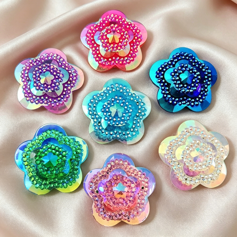 12pcs Glitter Crystal AB Flowe - Sew On Rhinestone avaliação e preço