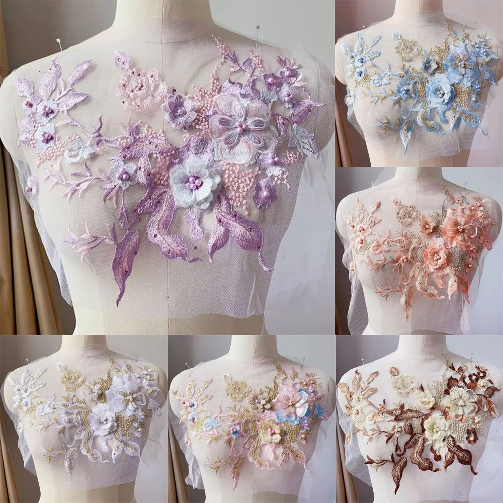 3D Flowers Beaded Lace Fabrics - Embellishments For Scrapbooking avaliação e preço