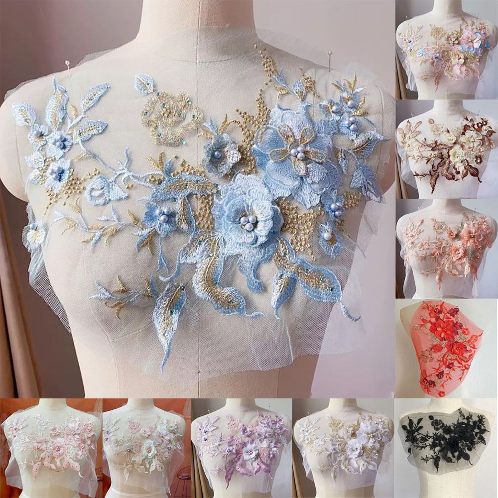 3D Flowers Beaded Lace Fabrics - Embellishments For Scrapbooking avaliação e preço
