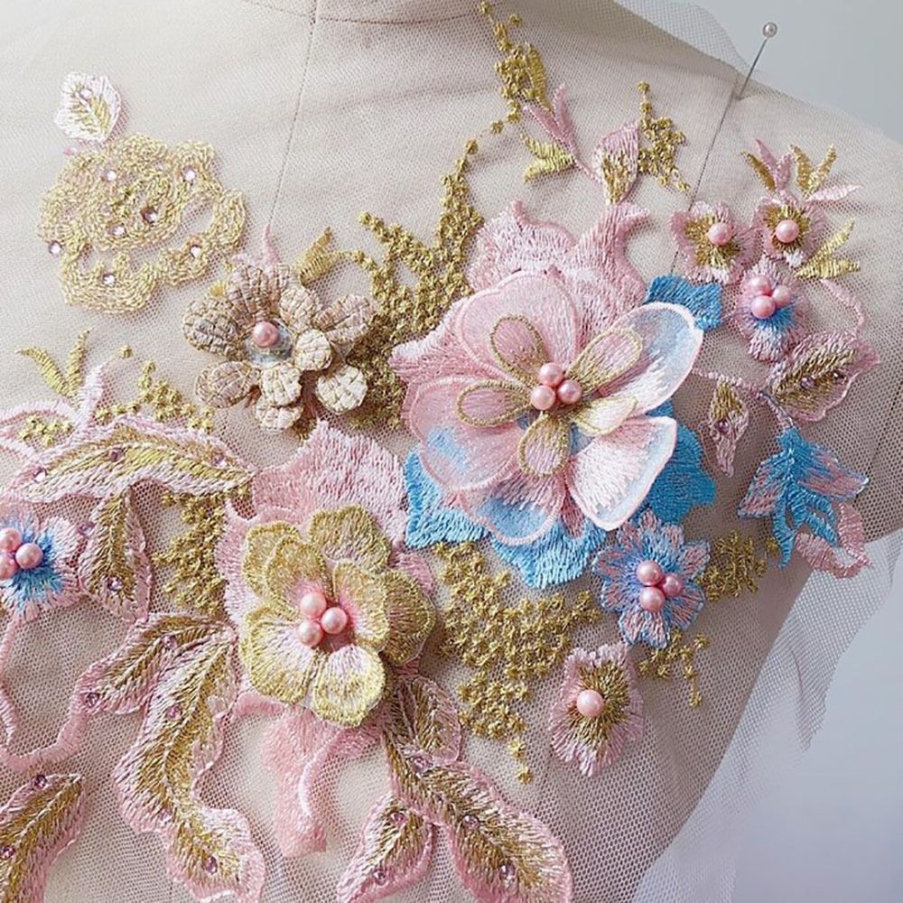 3D Flowers Beaded Lace Fabrics - Embellishments For Scrapbooking avaliação e preço