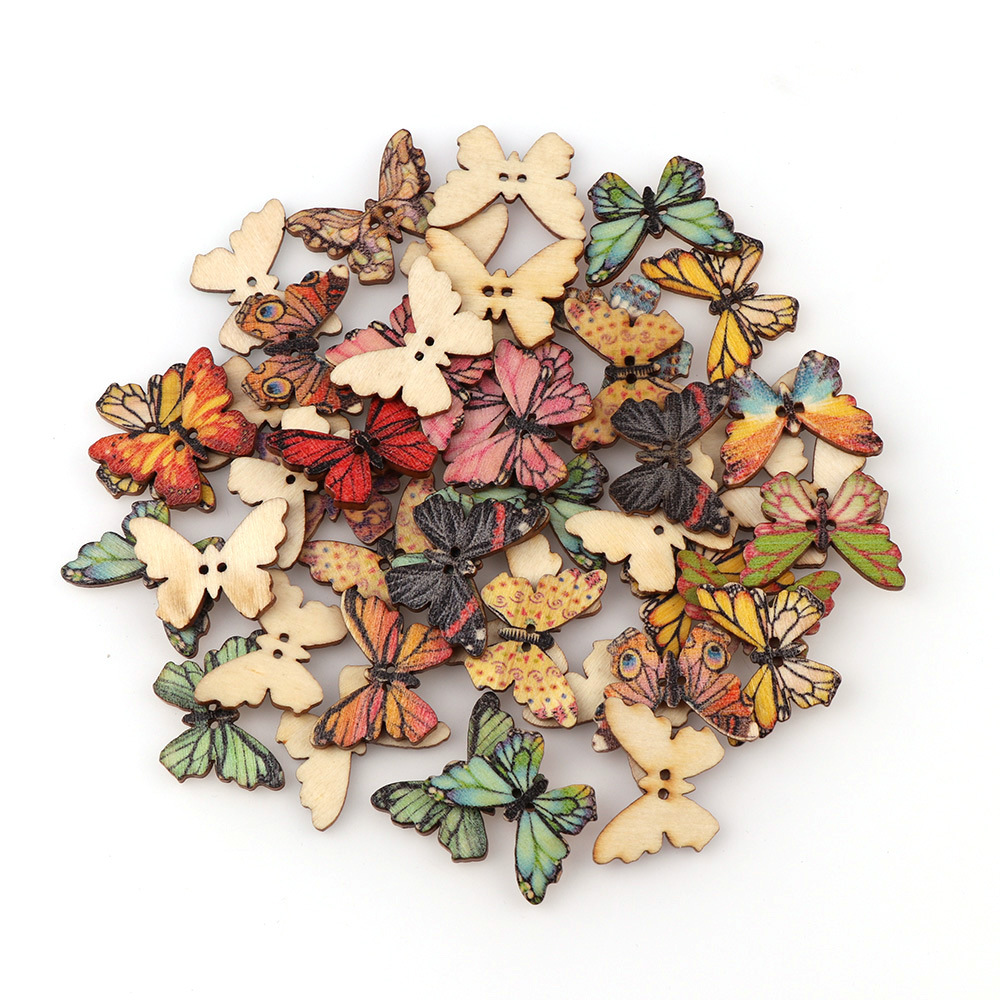 50pcs Butterfly wooden button  - Embellishments For Scrapbooking avaliação e preço