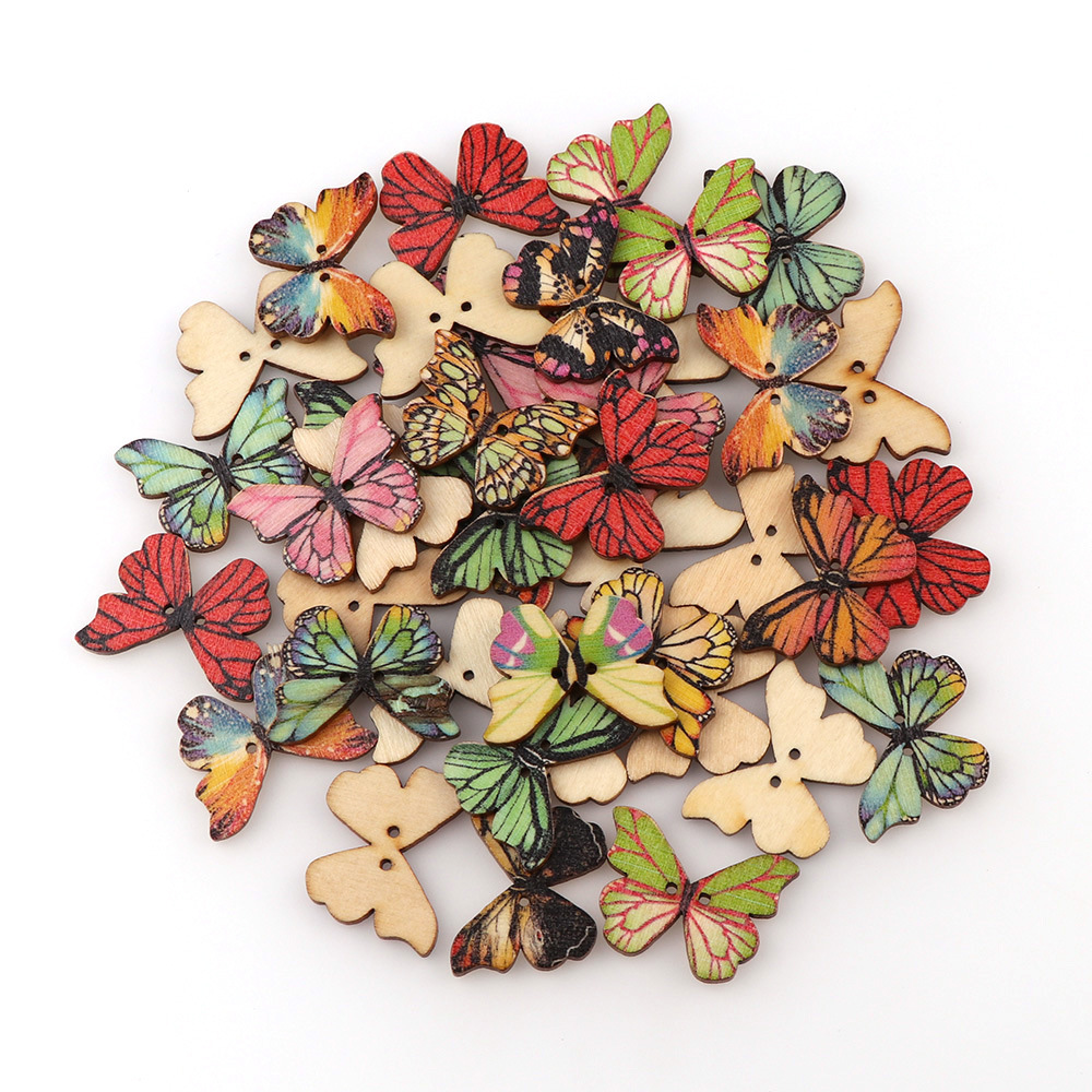 50pcs Butterfly wooden button  - Embellishments For Scrapbooking avaliação e preço
