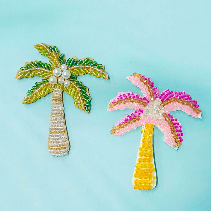 1Pc 3D Coconut Tree Beaded Pat - Craft Embellishments avaliação e preço