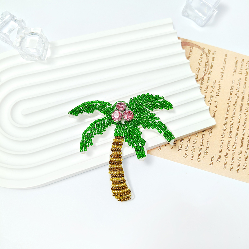 1Pc 3D Coconut Tree Beaded Pat - Craft Embellishments avaliação e preço