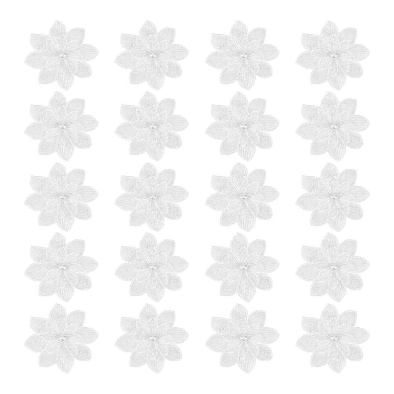 20Pack Decorative White Flower - Applique Patch Flower avaliação e preço
