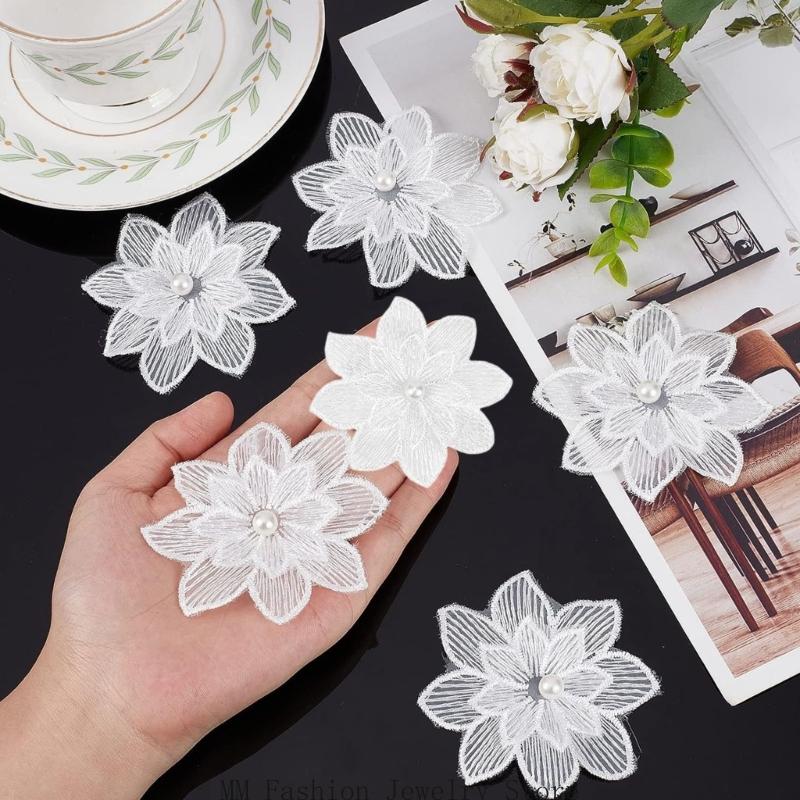 20Pack Decorative White Flower - Applique Patch Flower avaliação e preço