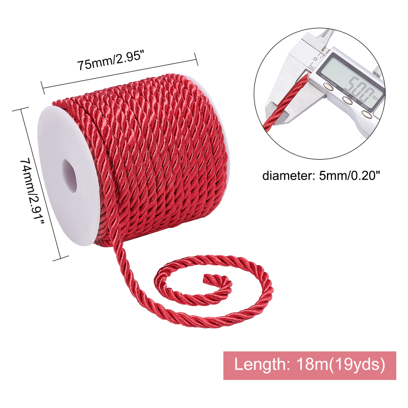 19.6 Yard Red Silk Rope 3-Ply  - Cord Trim Twisted avaliação e preço