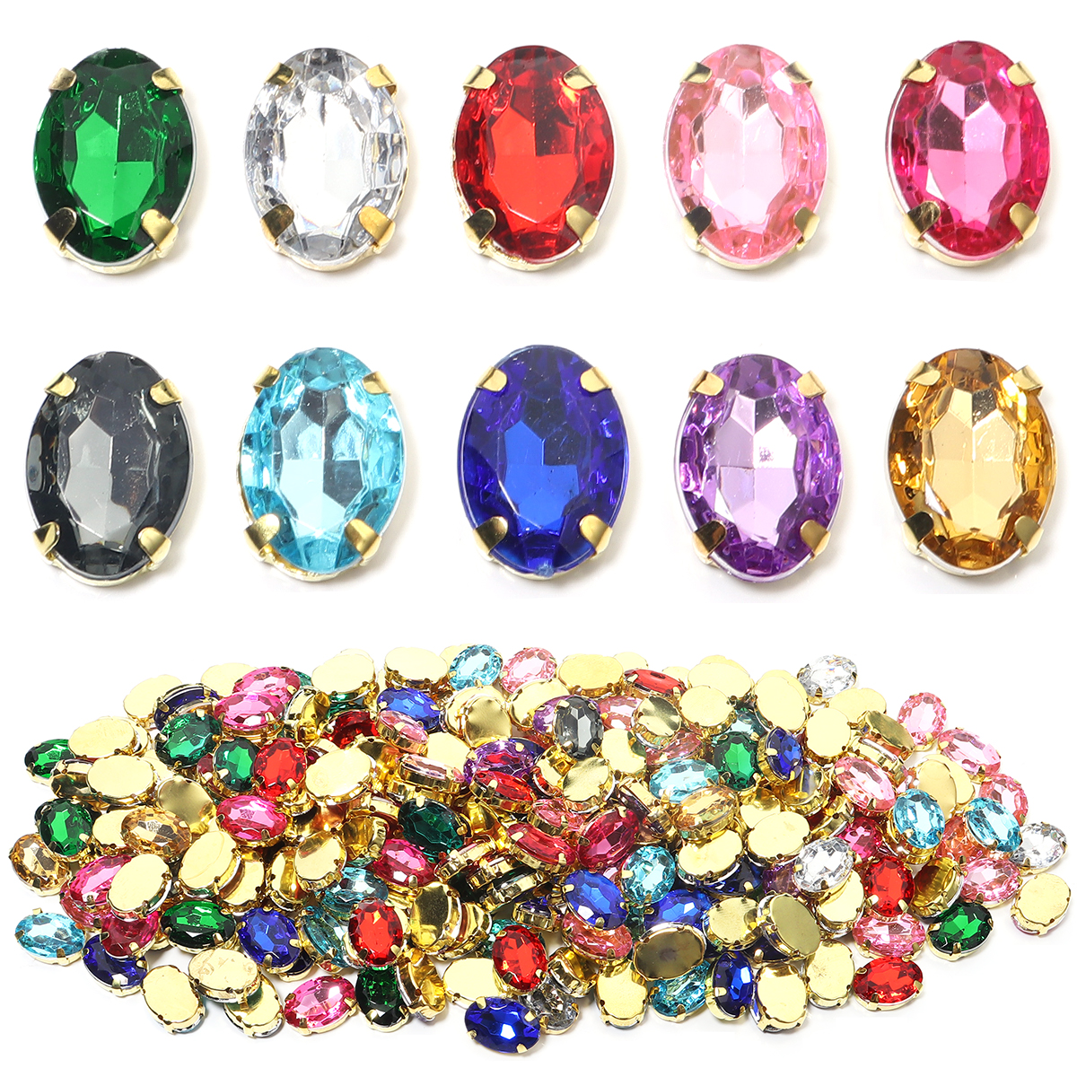 50pcs Gold Color Stainless Ste - Sew On Rhinestone avaliação e preço