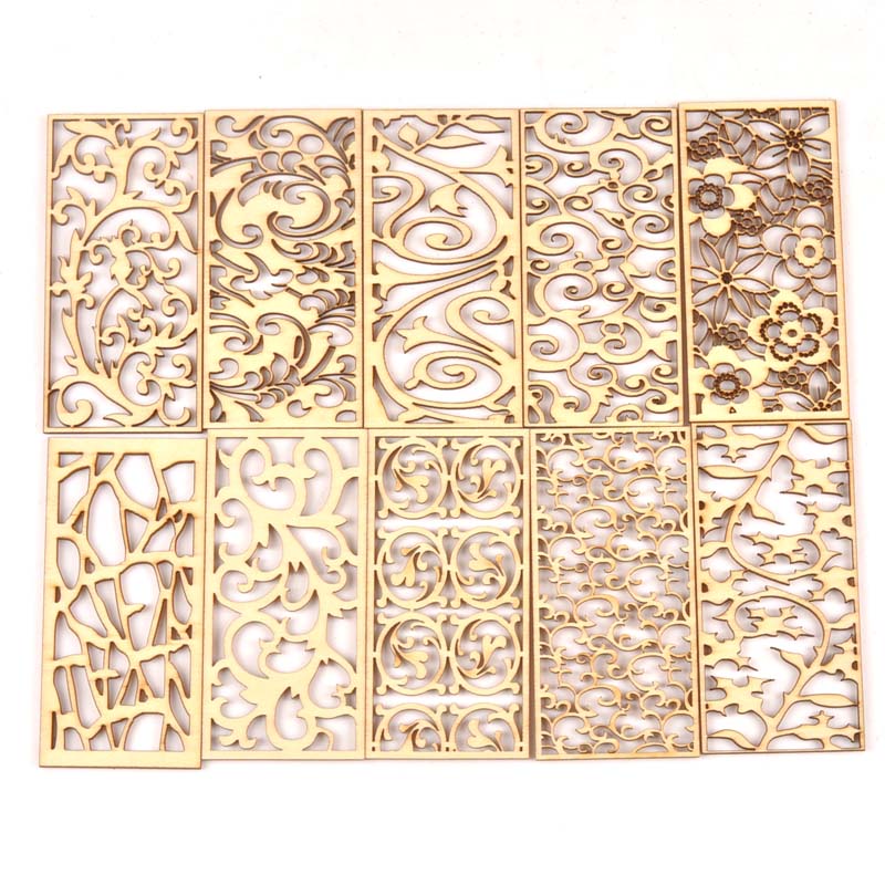 5Pcs Hollow Lace Wood Crafts F - Embellishments For Scrapbooking avaliação e preço