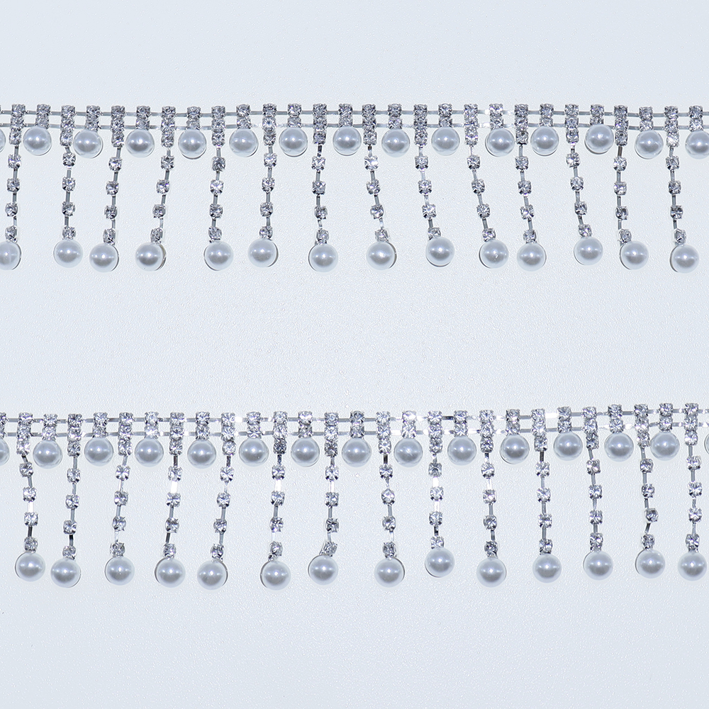 Crystal Rhinestone Pearl Trim  - Pearl Trim Chain avaliação e preço