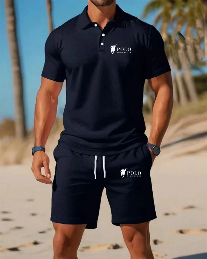 Men's Polo Shirt Set Summer Qu - Embellish Knit avaliação e preço