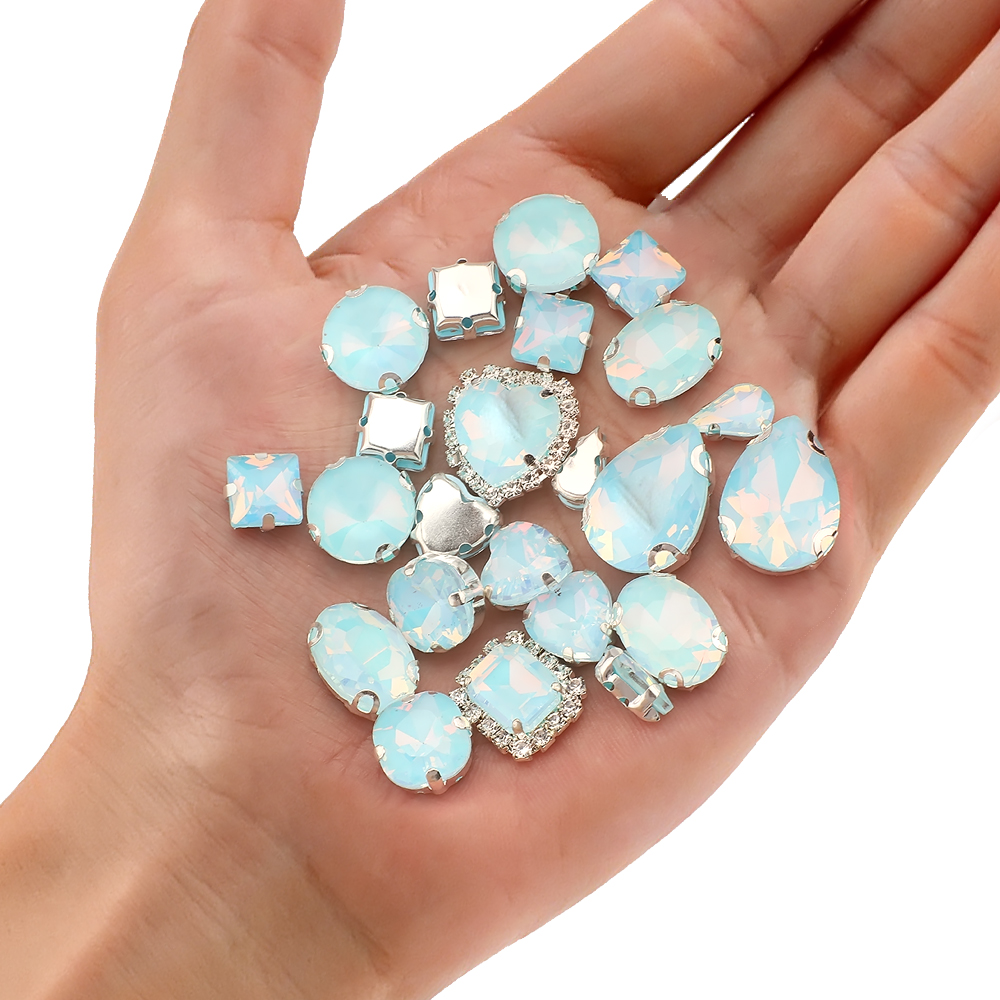 40pcs/bag Mix Shape Opal Glass - Sew On Rhinestone avaliação e preço