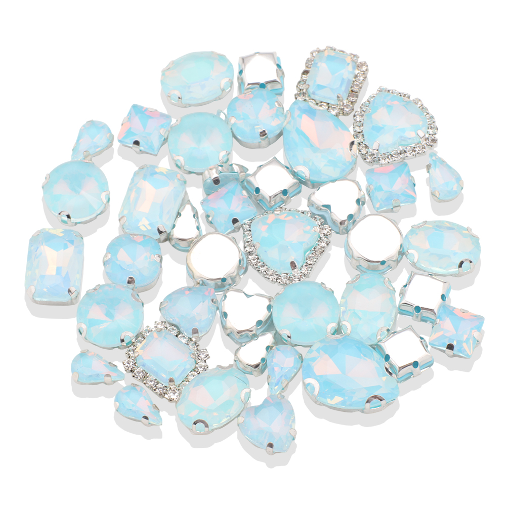 40pcs/bag Mix Shape Opal Glass - Sew On Rhinestone avaliação e preço