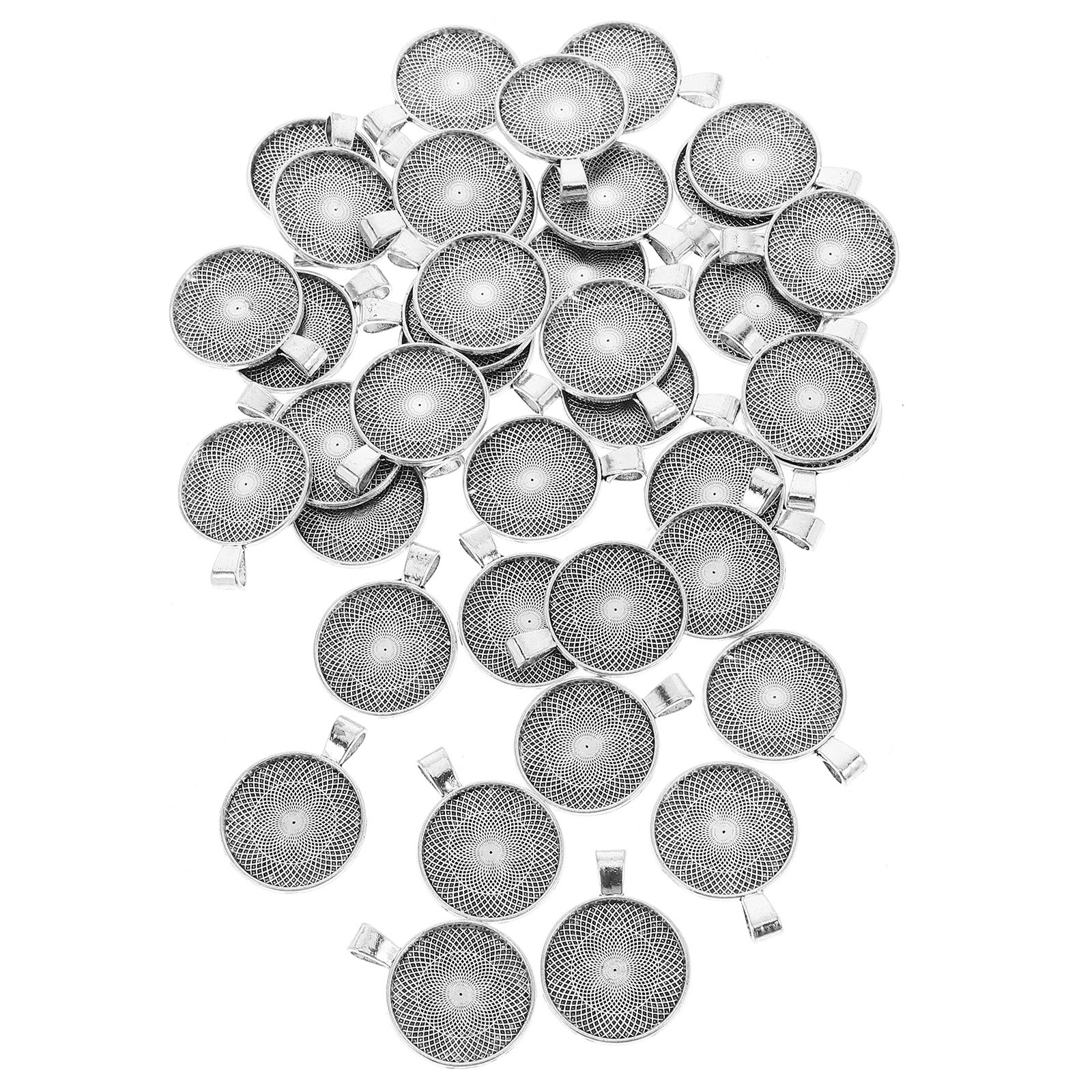 40Pcs Round Pendant Bezels Fla - Embellishment Crafts avaliação e preço
