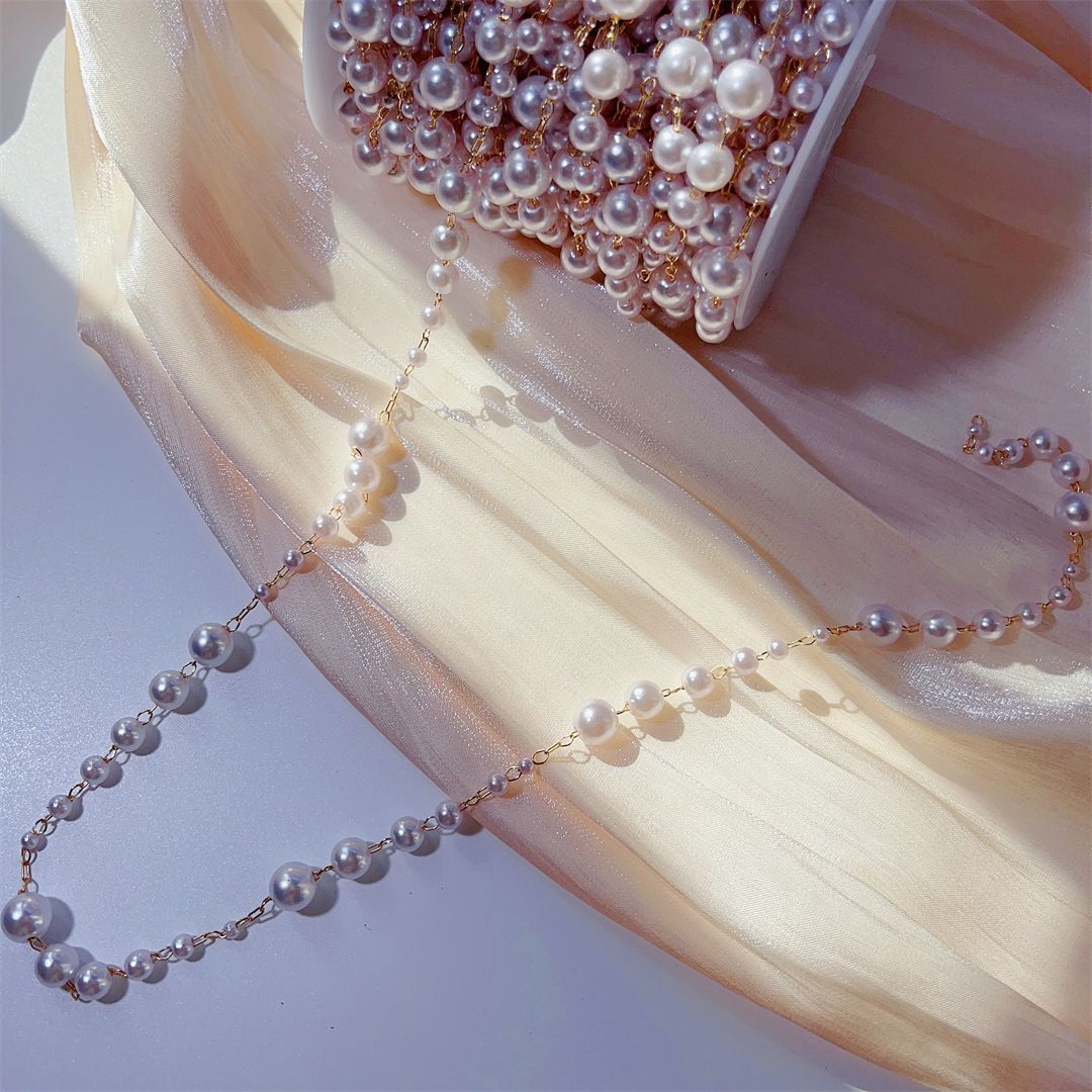 3-8mm Pearl Copper Chain, Anci - Beaded Trim Fringe avaliação e preço