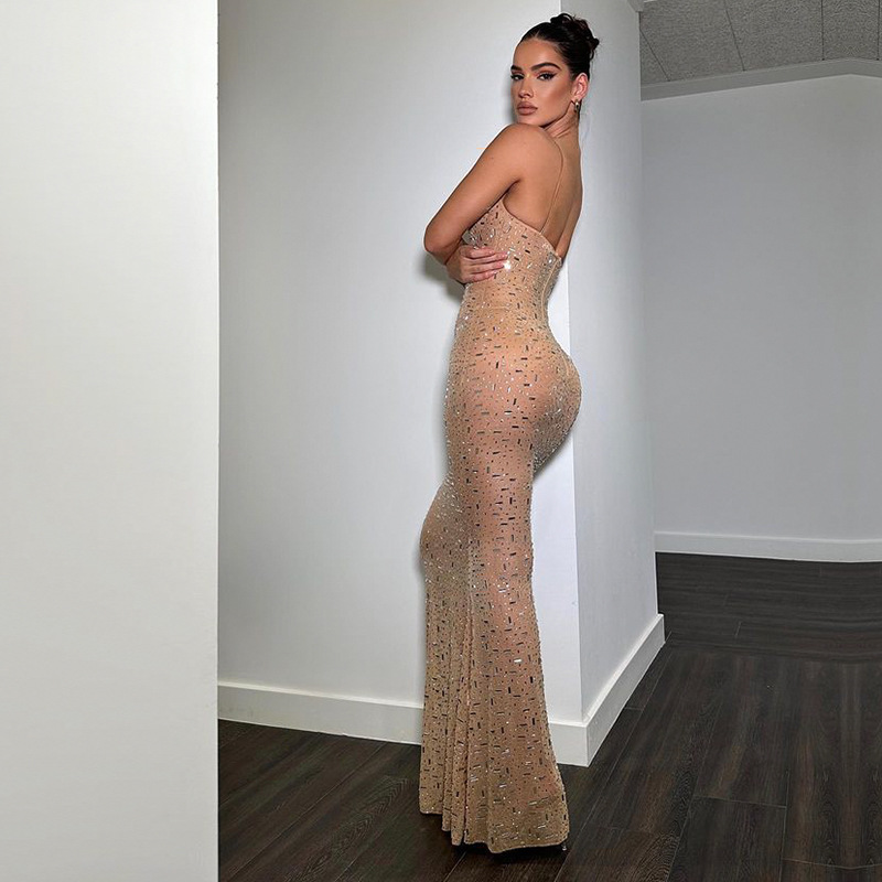 Sexy Strapless Bodycon Dress w - Crystal Mesh Fabric avaliação e preço