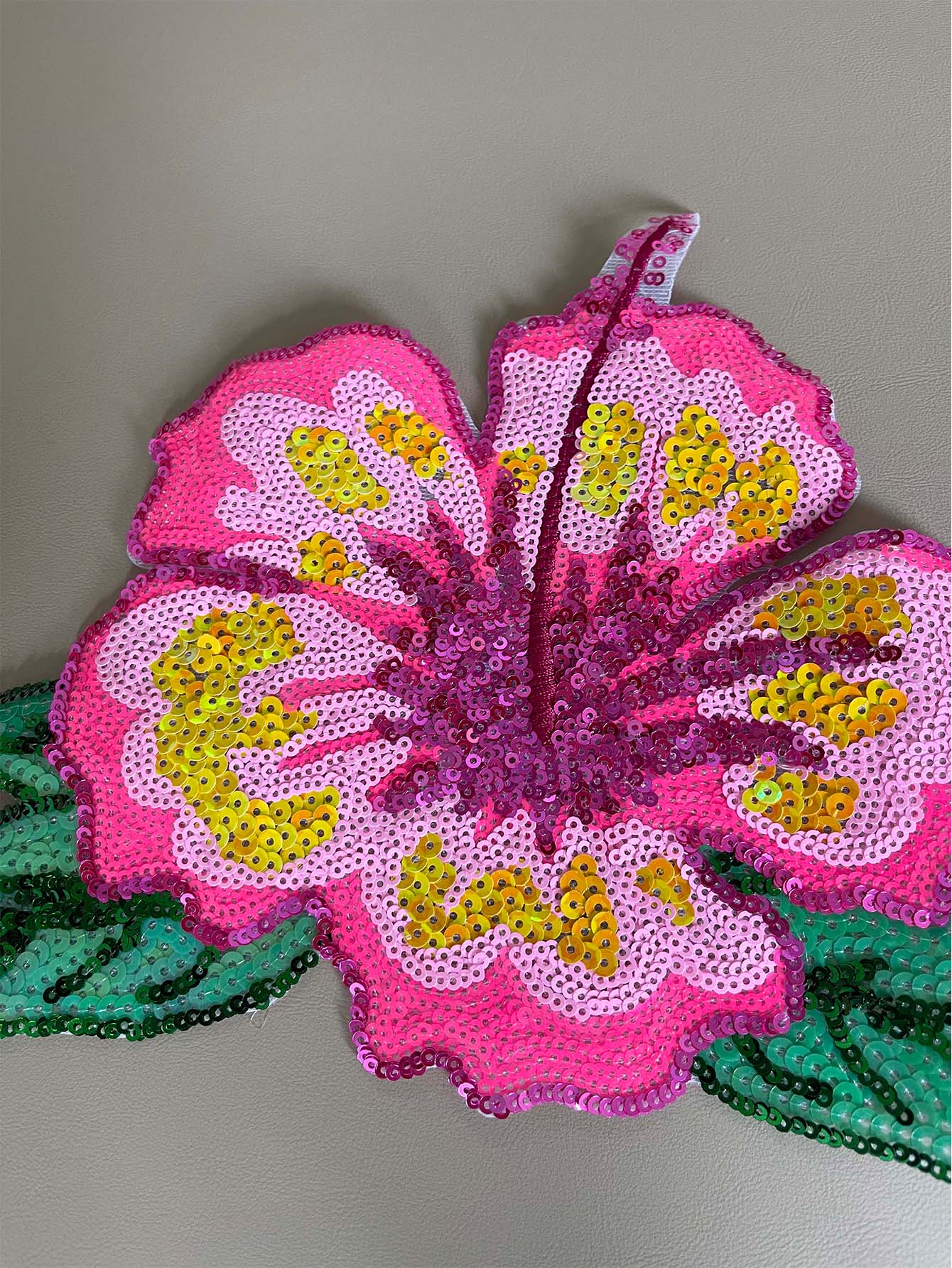 1 Piece 26CM Shining Pink Sequ - Applique Patch Flower avaliação e preço
