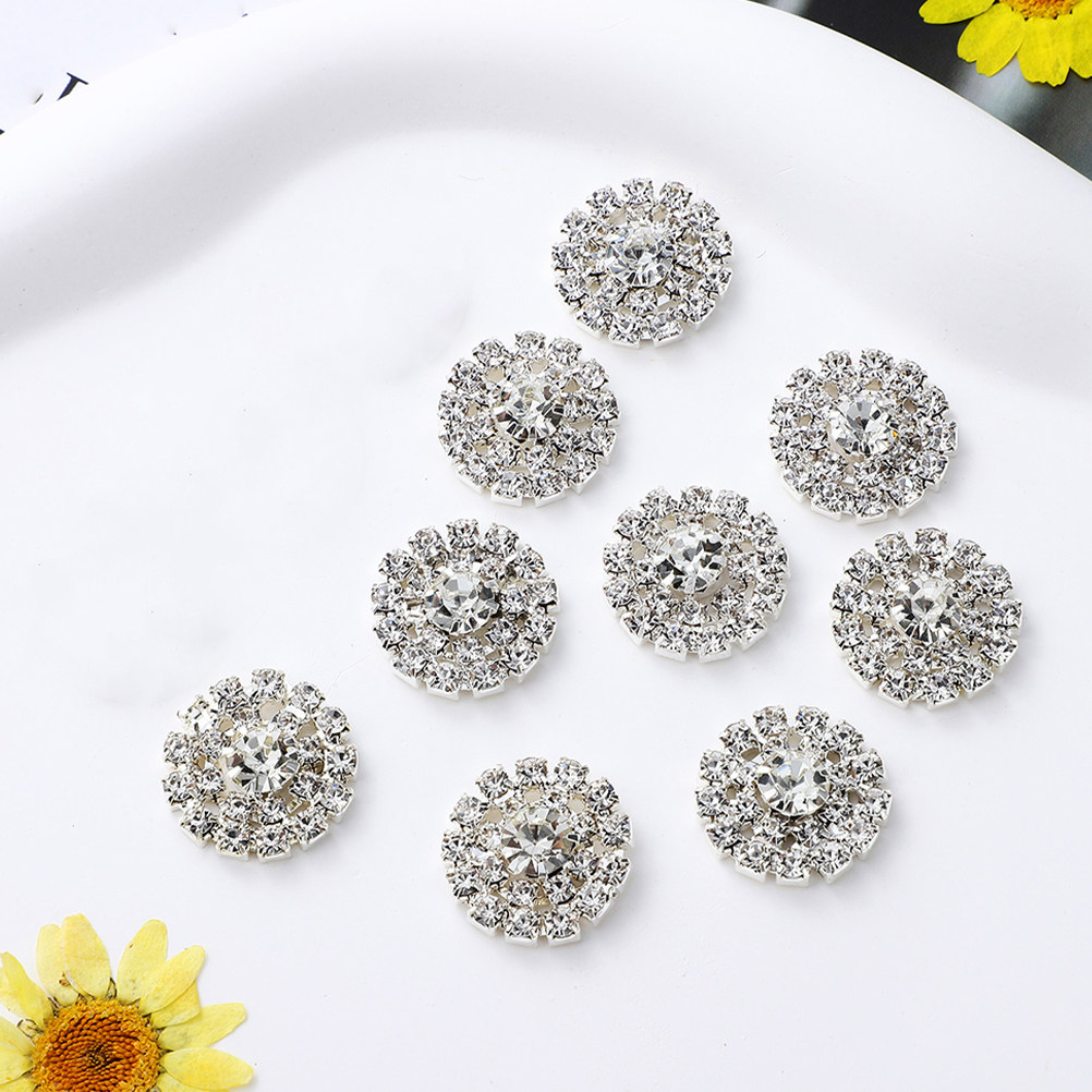 10Pcs Round Rhinestone Buttons - Craft Embellishments avaliação e preço