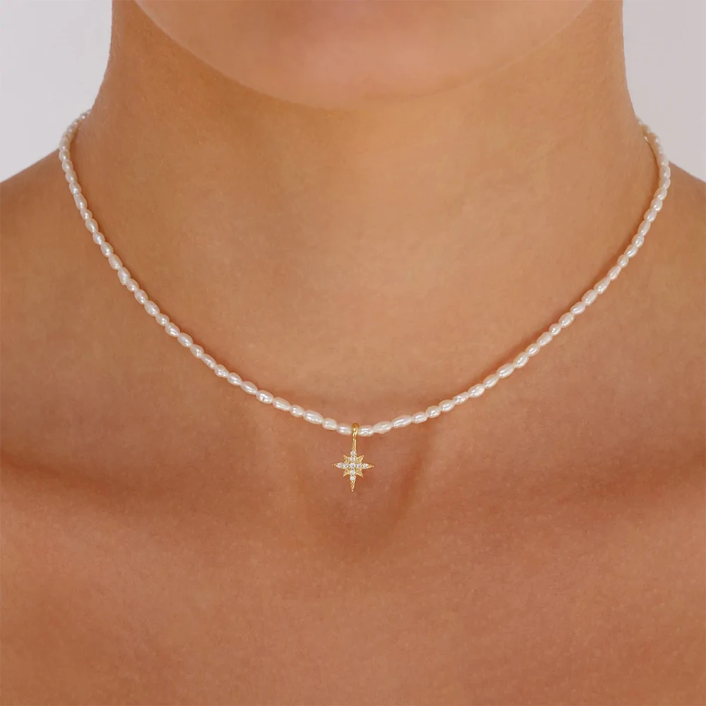 BOAKO Pearl Necklace Silver 92 - Pearl Trim Chain avaliação e preço