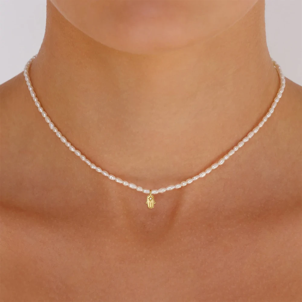 BOAKO Pearl Necklace Silver 92 - Pearl Trim Chain avaliação e preço