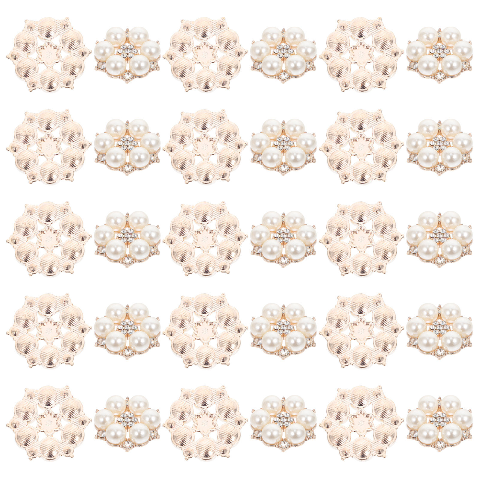 30Pcs Pearl Flower Button DIY  - Embellishment Crafts avaliação e preço