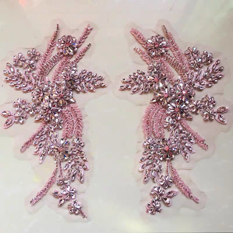 Beaded floral appliqués, hand- - Sew On Rhinestone avaliação e preço